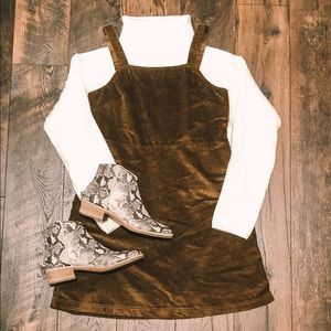 American Eagle Brown Corduroy Overall Dress